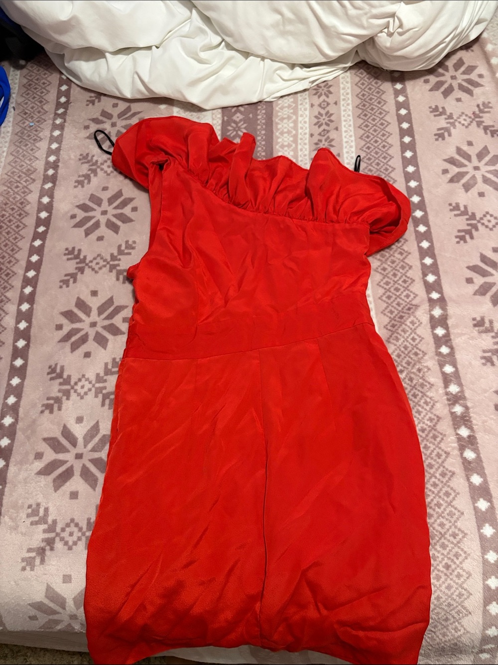 Red One-Shoulder Ruffle Evening Dress - Picture 3 of 3